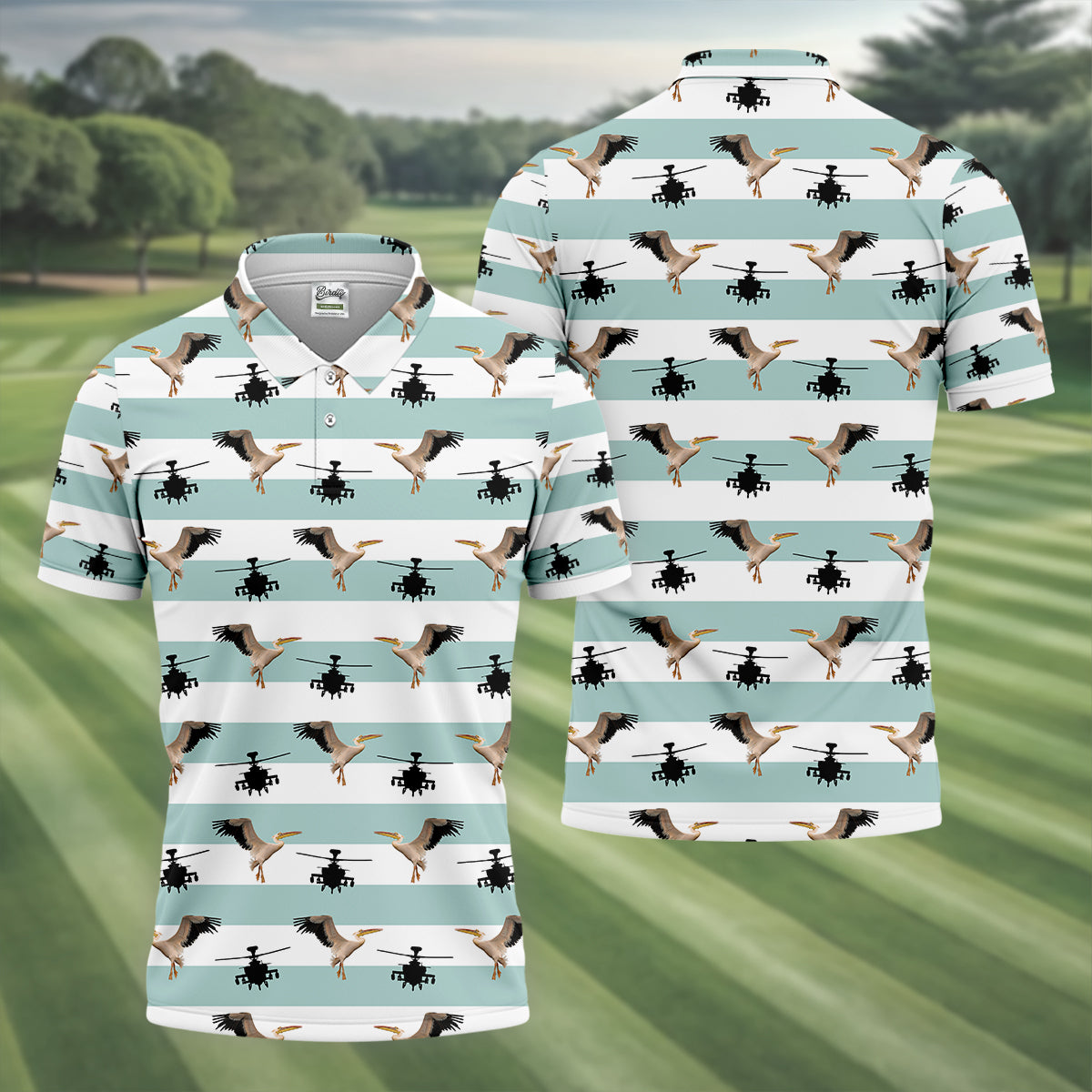 Funny Pelicans Golf Polo Shirt, Mens Golf Gift, Mens Tropical Shirts