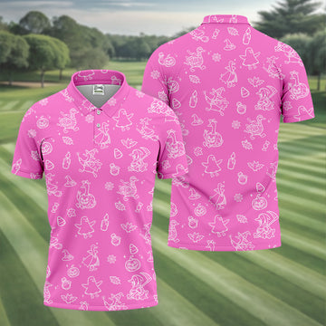 Goose Halloween, Doodle Pattern, Pink Golf Shirt, Mens Funny Golf Shirts, Long Sleeve Golf Shirts, Men Golf Polo