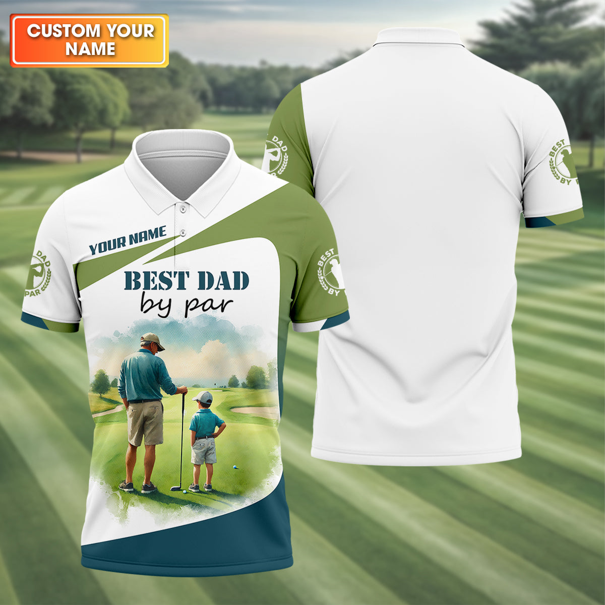 Custom Best Dad By Par Golf Polo Shirt, Father And Son Shirt, Gift For Golfers