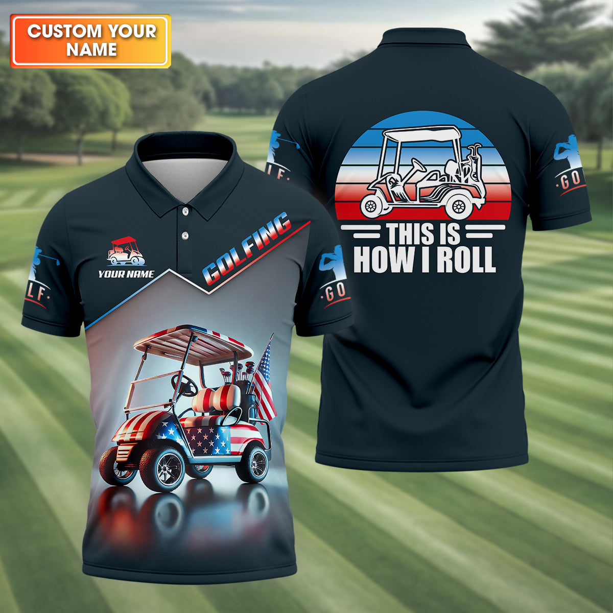 This Is How I Roll Custom Men's Golf Polo Shirt, Funny Golf Shirt, Dad Golf Gift