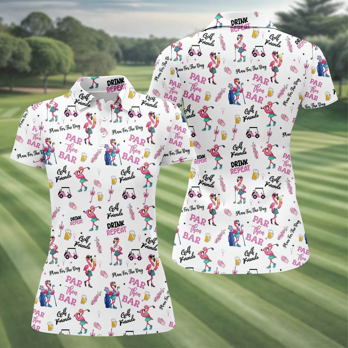 Par Then Bar Flamingo Golf Shirt, Fun Womens Golf Shirts, Sleeveless Womens Golf Shirts, Matching Golf Shirts