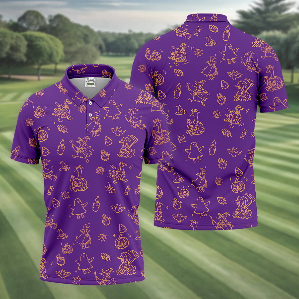 Goose Halloween, Doodle Pattern, Purple Golf Shirt, Mens Funny Golf Shirts, Long Sleeve Golf Shirts, Men Golf Polo