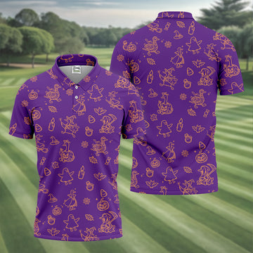 Goose Halloween, Doodle Pattern, Purple Golf Shirt, Mens Funny Golf Shirts, Long Sleeve Golf Shirts, Men Golf Polo