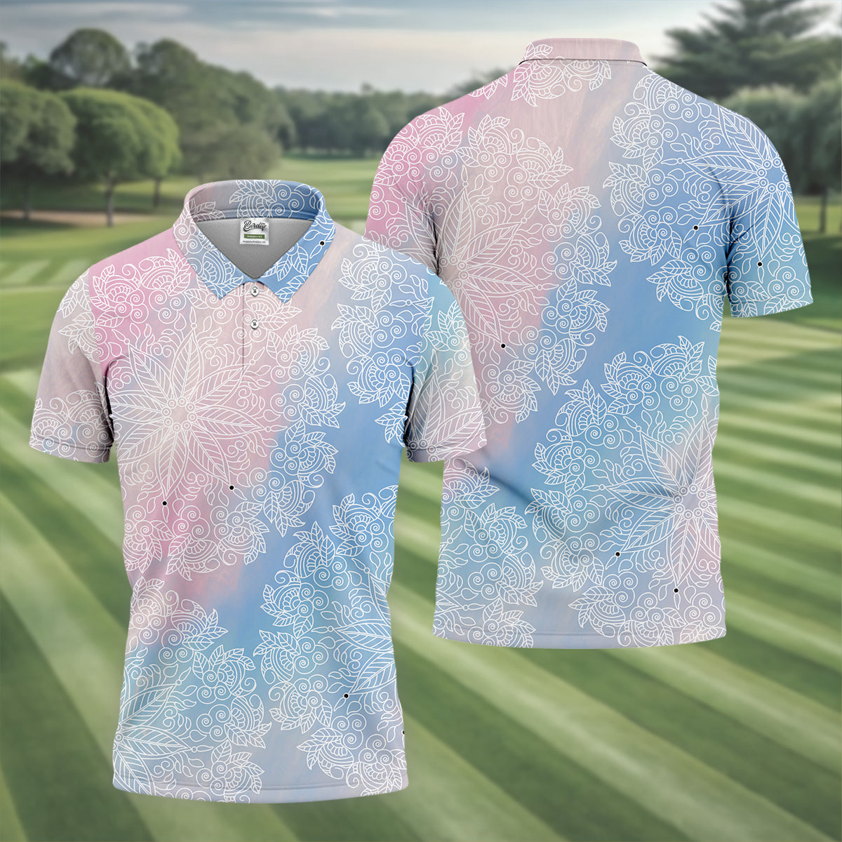 Mandala Pattern Men Golf Polo, Golf Gift Ideas For Him, Matching Golf Shirts, Golf Shirts For Men