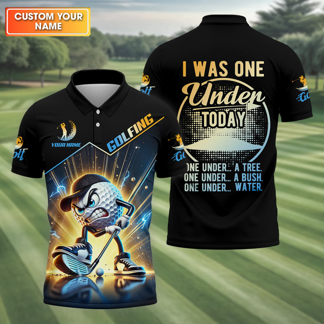 I Was One Under Today Custom Men's Golf Polo Shirt, Funny Golf Shirt, Dad Golf Gift