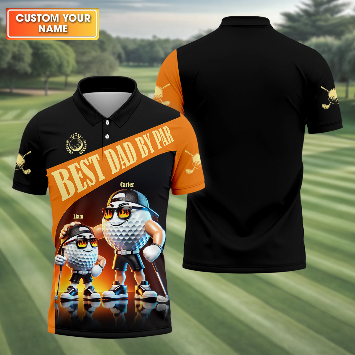Best Dad By Par Custom Men's Golf Polo Shirt, Funny Golf Shirt, Dad Golf Gift
