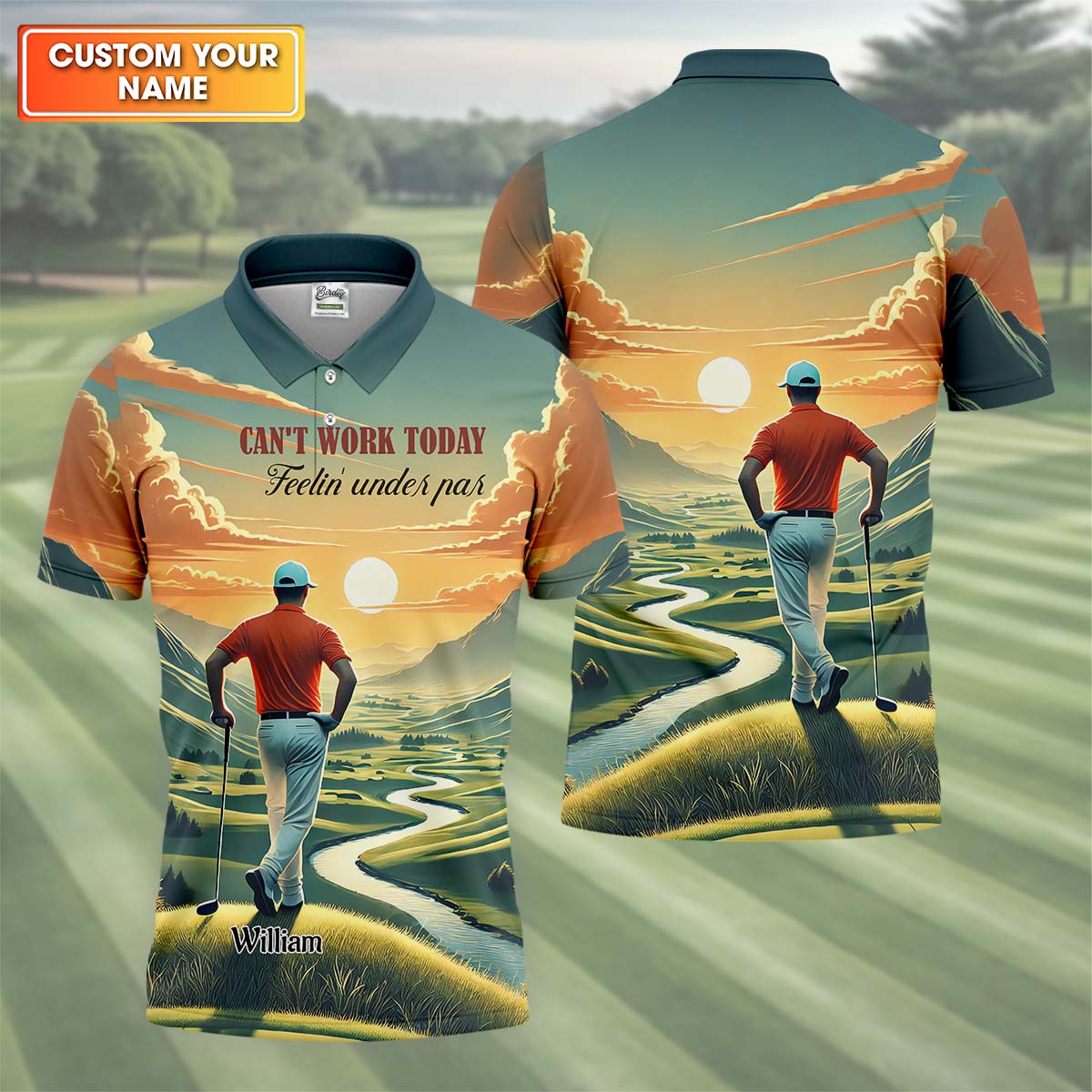 Can't Work Today Feelin' Under Par Custom Funny Golf Polo Shirt, Dad Golf Gifts