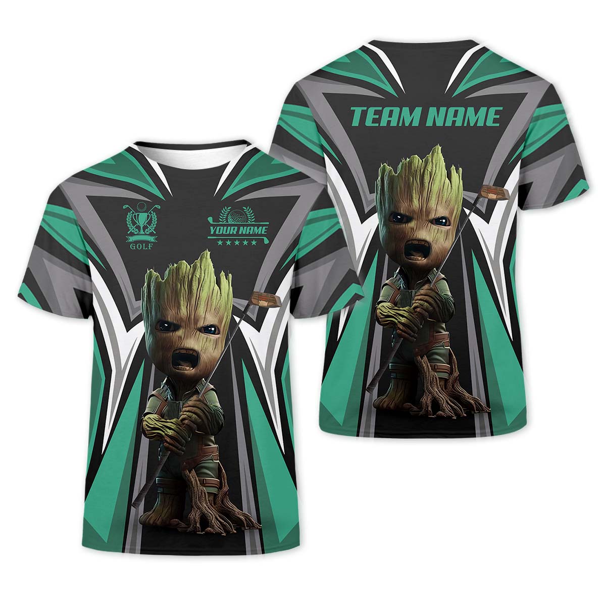 Angry BabyGroot Customize Golf Polo Shirt, Gift For Golfers, Golf Gift Ideas