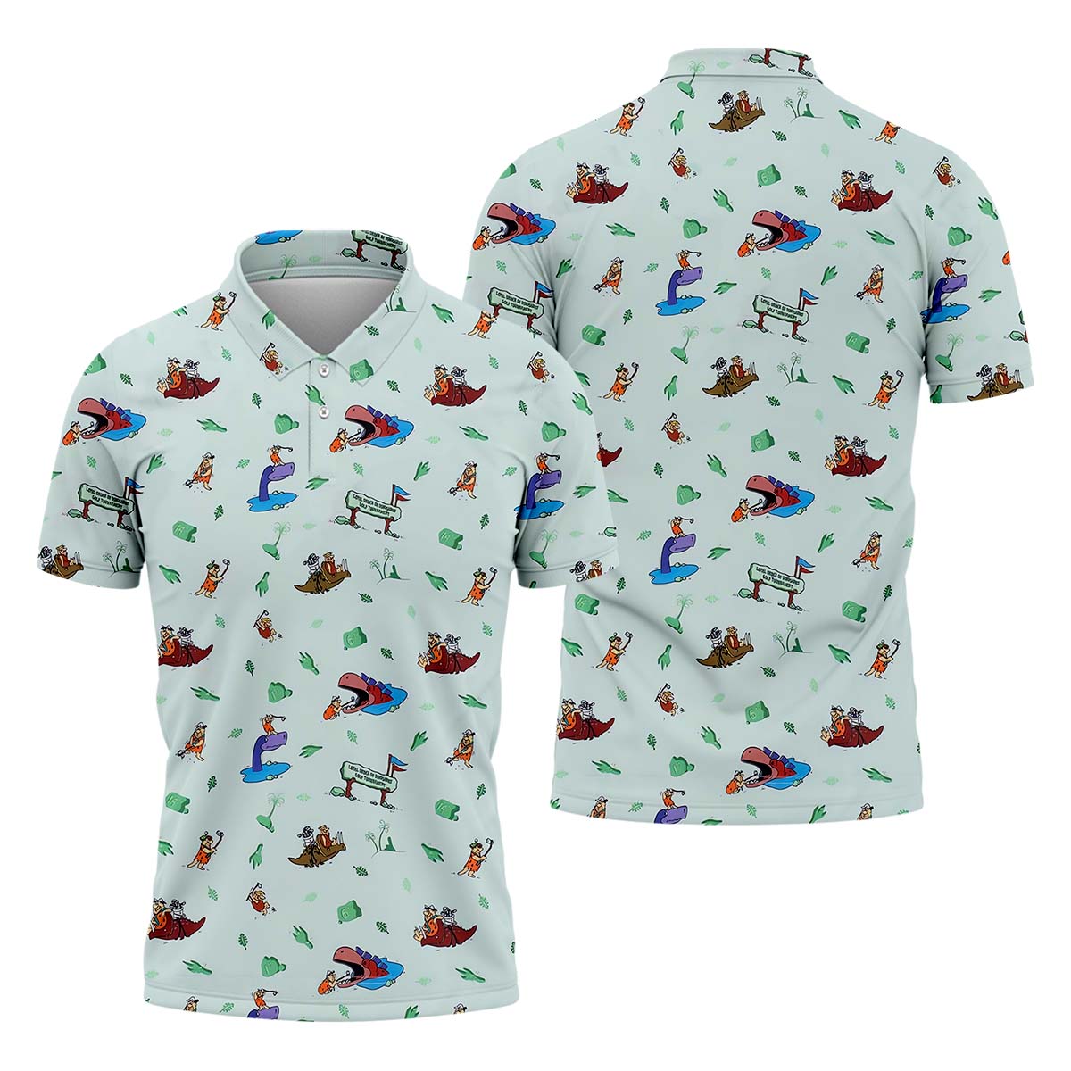 Playful Cartoon Golf Polo Shirt, Golf Gifts For Men, Golf Gift Ideas