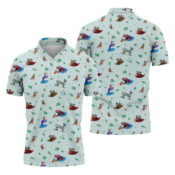 Playful Cartoon Golf Polo Shirt, Golf Gifts For Men, Golf Gift Ideas