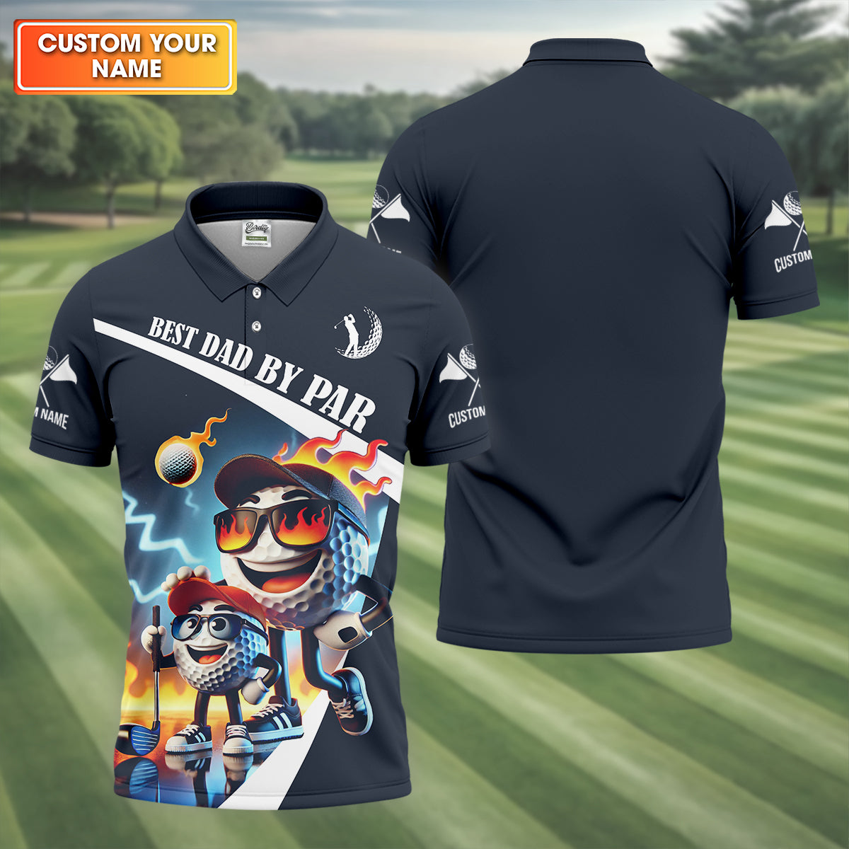 Best Dad By Par Custom Funny Golf Polo Shirt, Christmas Golf Gift