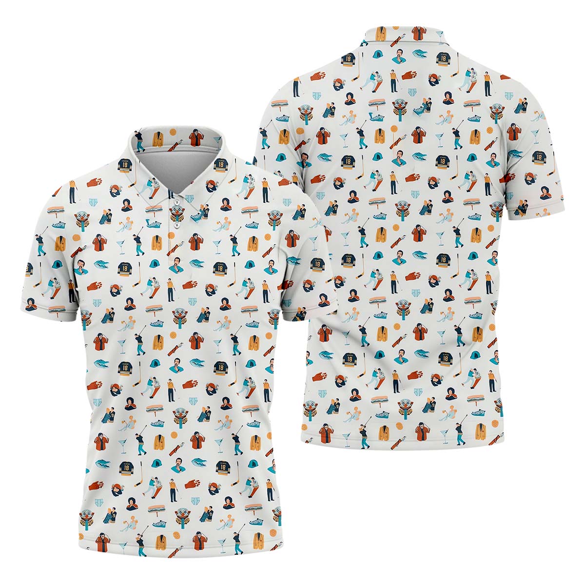 Adventure Icons Golf Polo Shirt, Golf Gifts For Men, Golf Gift Ideas