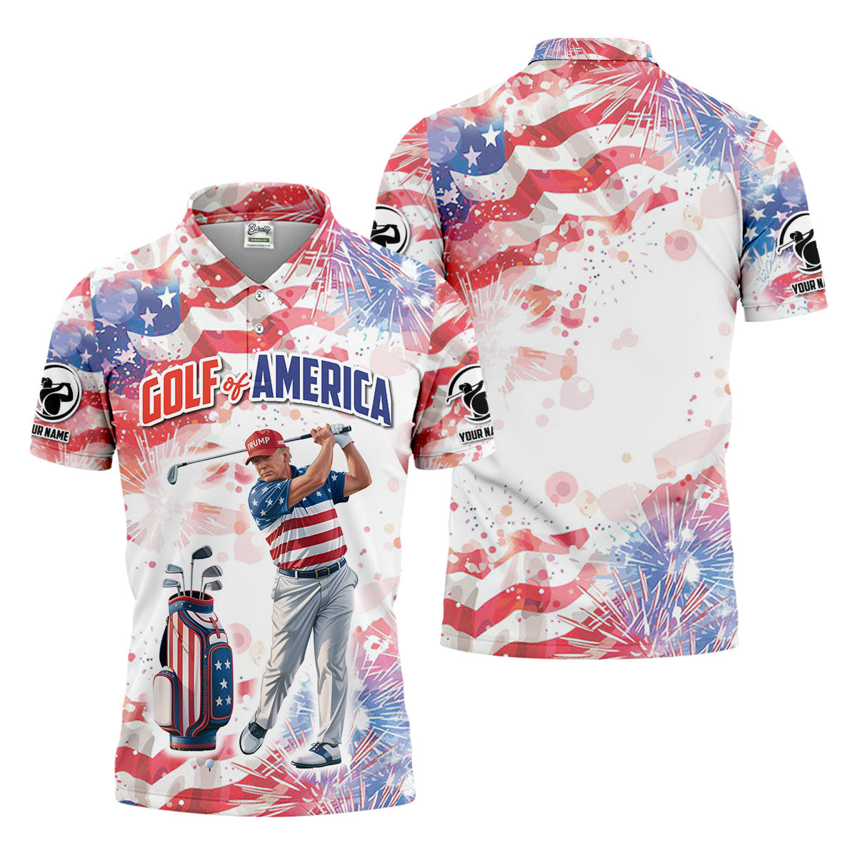 Golf Of America Men Golf Polo, Mens Patriotic Golf Shirts, Patriotic Golf Polo Shirts, Golf Shirt For Men