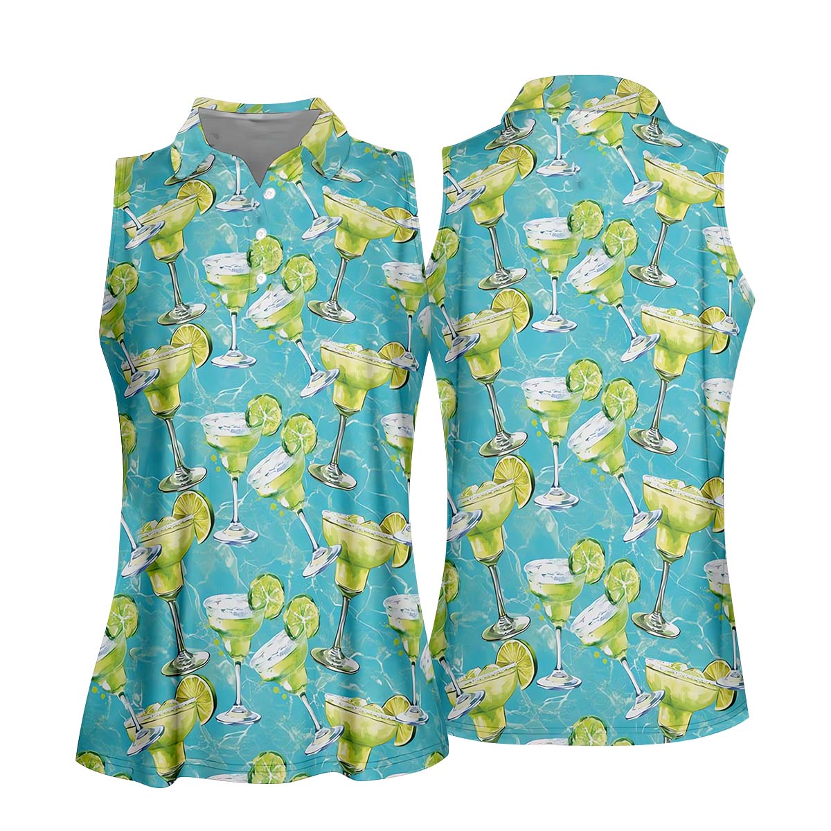 Margarita Cocktail Polo Shirt, Summer Golf Polo Shirts, Cocktail Summer Sleeveless Polo Shirt, Margarita Lover Golfer Gifts