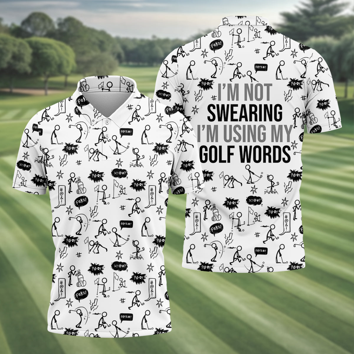 I'm Not Swearing I'm Using My Golf Words Custom Men's Golf Polo Shirt, Hilarious Golf Shirt