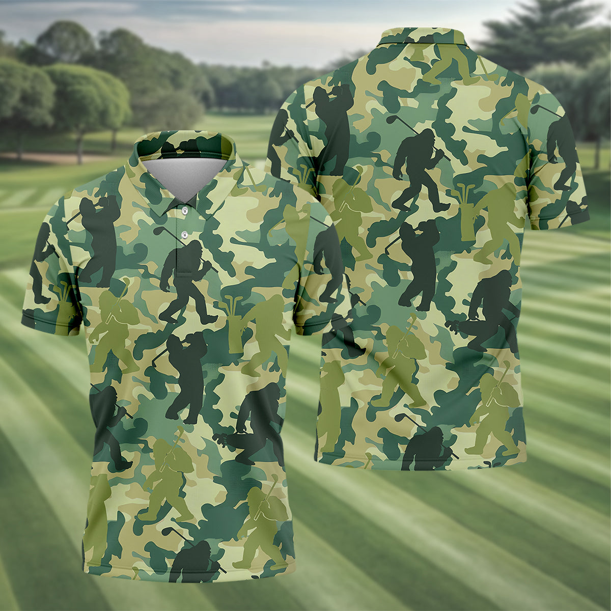 Bigfoot Sasquatch Men's Golf Polo Shirt, Funny Golf Shirt, Gift For Golfers