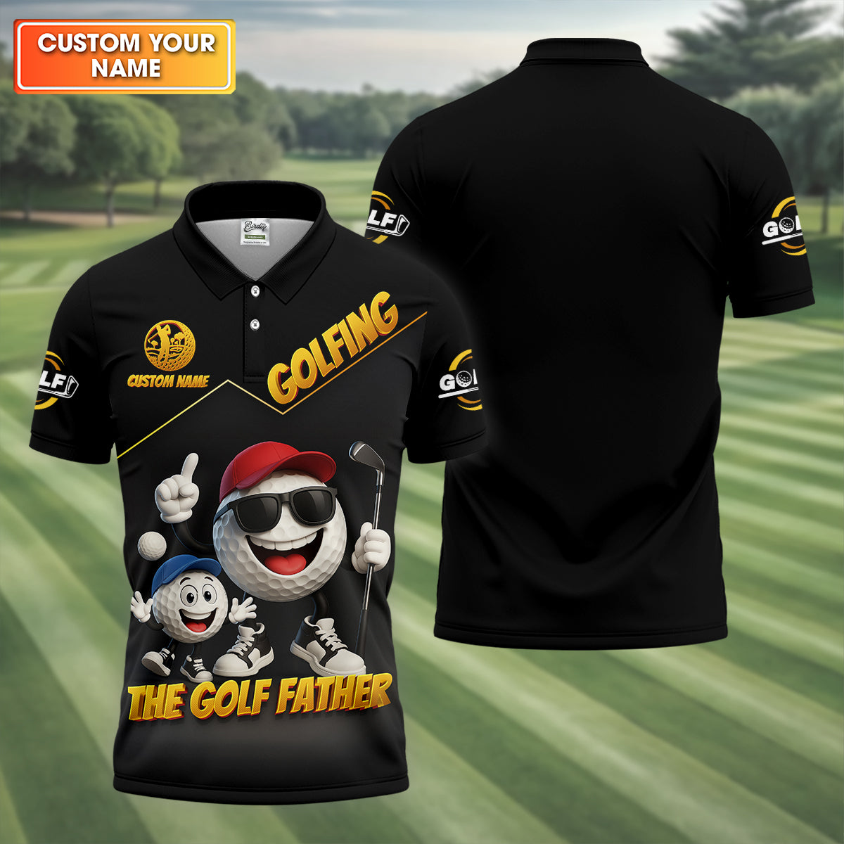 The Golf Father Custom Men's Golf Polo Shirt, Dad Golf Gift, Christmas Golf Gift