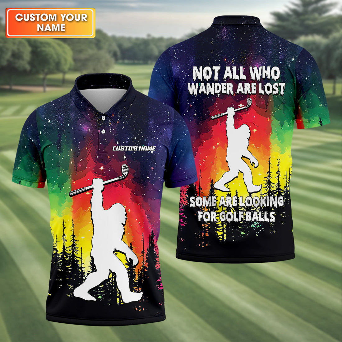 Custom Sasquatch Bigfoot Golf Polo Shirt , Funny Golf Shirt, Gift For Golfers