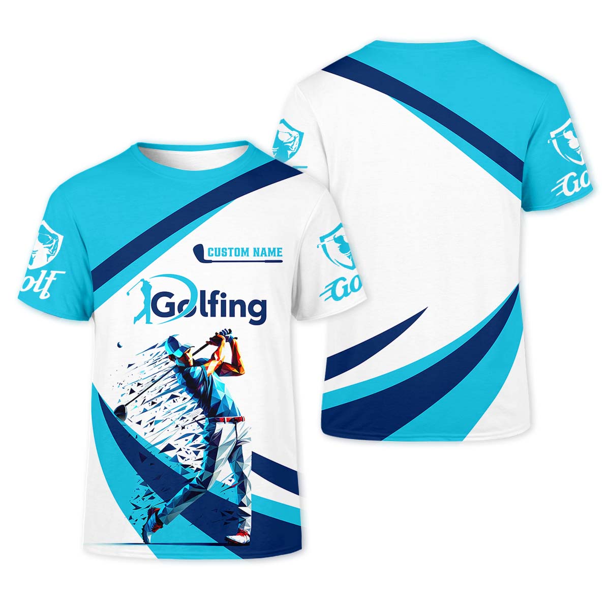 Low-Poly Golfer Swing Men's Golf Polo Shirt, Golfing Apparel, Mens Golf Gift