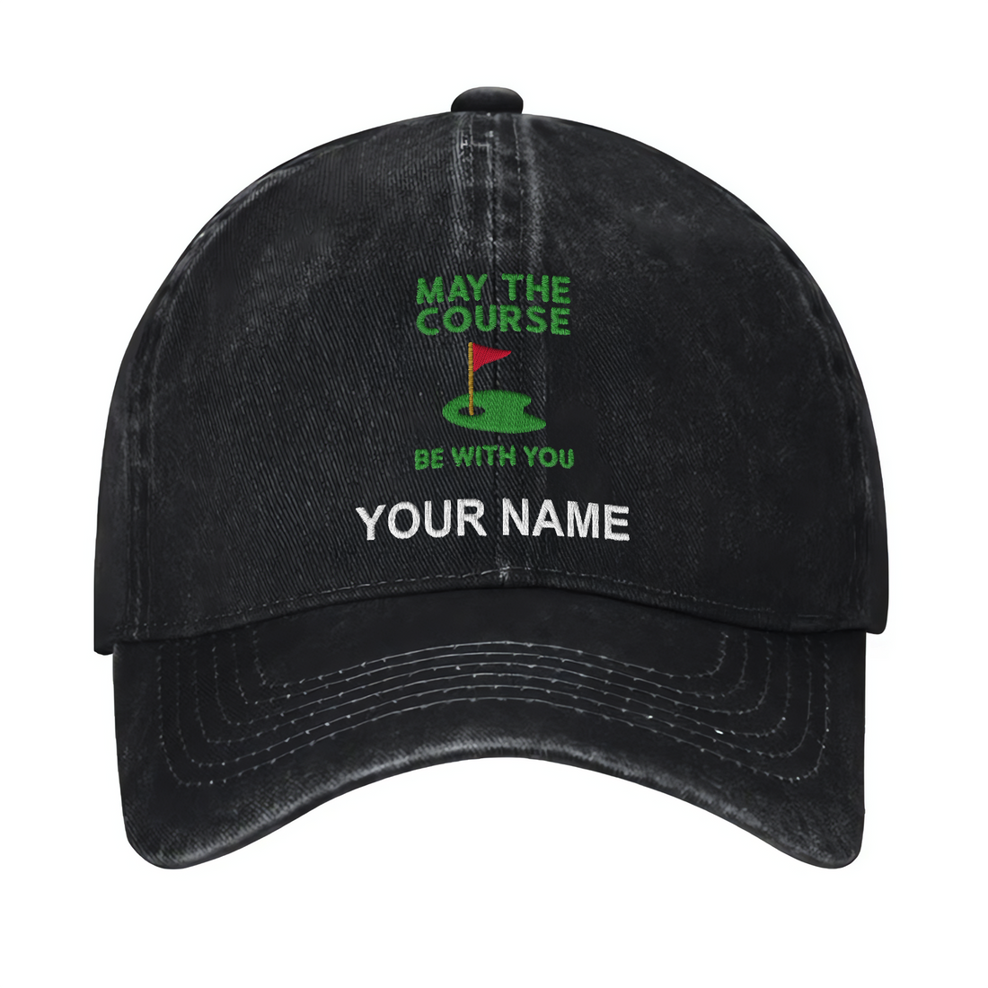 May The Course Be With You Custom Embroidered Baseball Cap, Funny Golf Hat, Dad Golf Gift