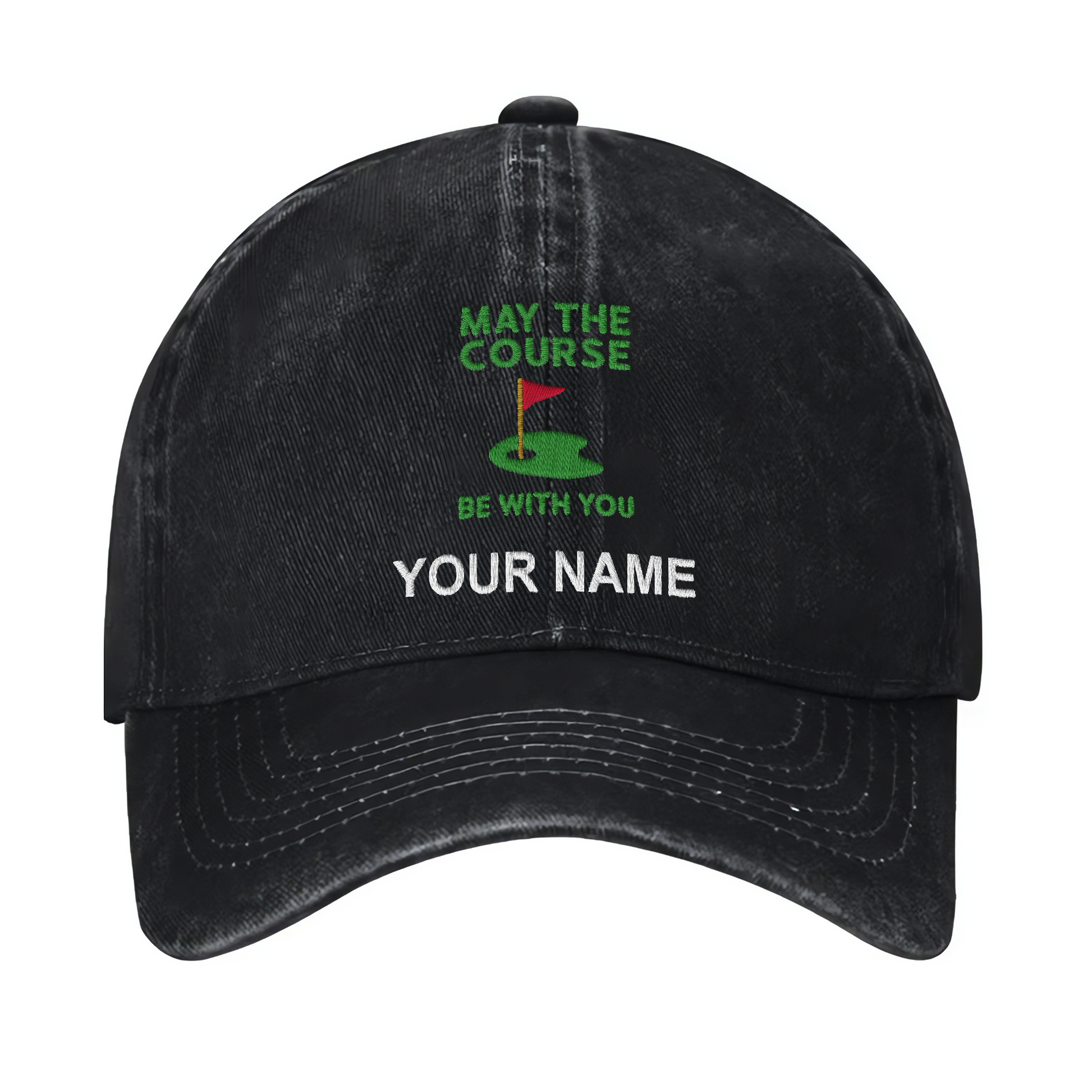 May The Course Be With You Custom Embroidered Baseball Cap, Funny Golf Hat, Dad Golf Gift