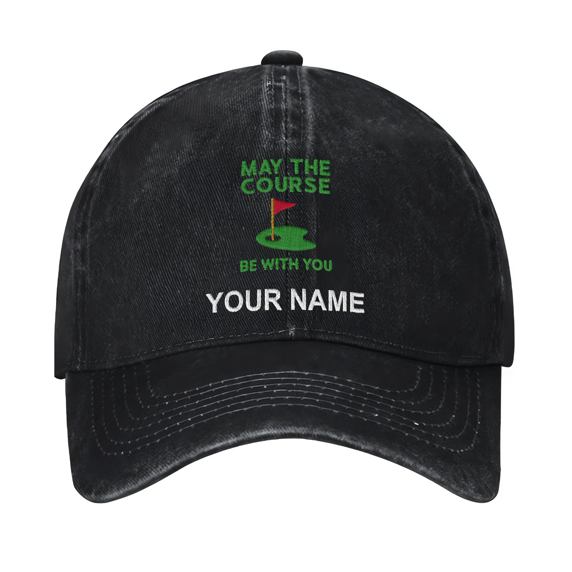 May The Course Be With You Custom Embroidered Baseball Cap, Funny Golf Hat, Dad Golf Gift