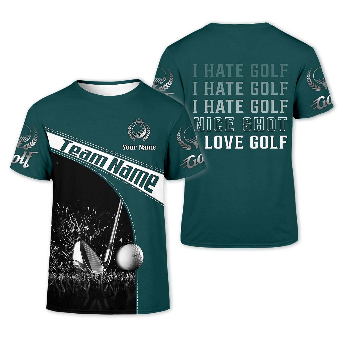 Love-Hate Custom Golf Polo Shirt, Golfing Apparel, Mens Golf Gift, Gifts For Golf Lovers