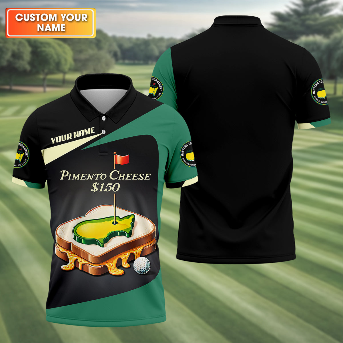 Pimento Cheese Augusta Golf Course Custom Men's Golf Polo Shirt, Funny Golf Gifts