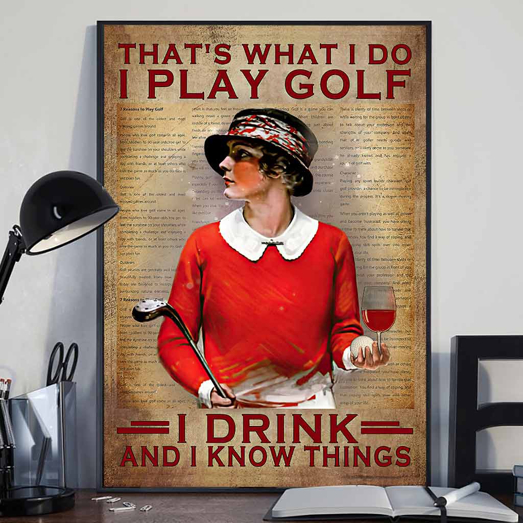 Play Golf, I Drink, And I Know Things Canvas, Golfing Art, Golf Canvas, Gifts For Golf Lovers