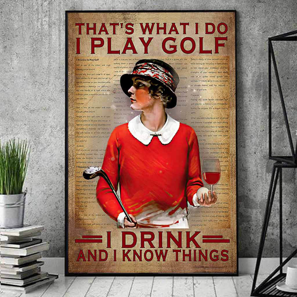 Play Golf, I Drink, And I Know Things Canvas, Golfing Art, Golf Canvas, Gifts For Golf Lovers
