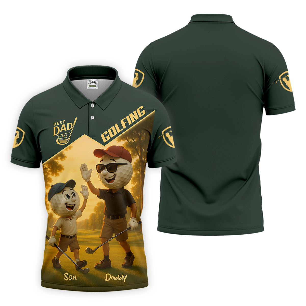 Best Dad By Par Personalized Men's Golf Polo Shirt, Dad Golf Gift, Christmas Golf Gift