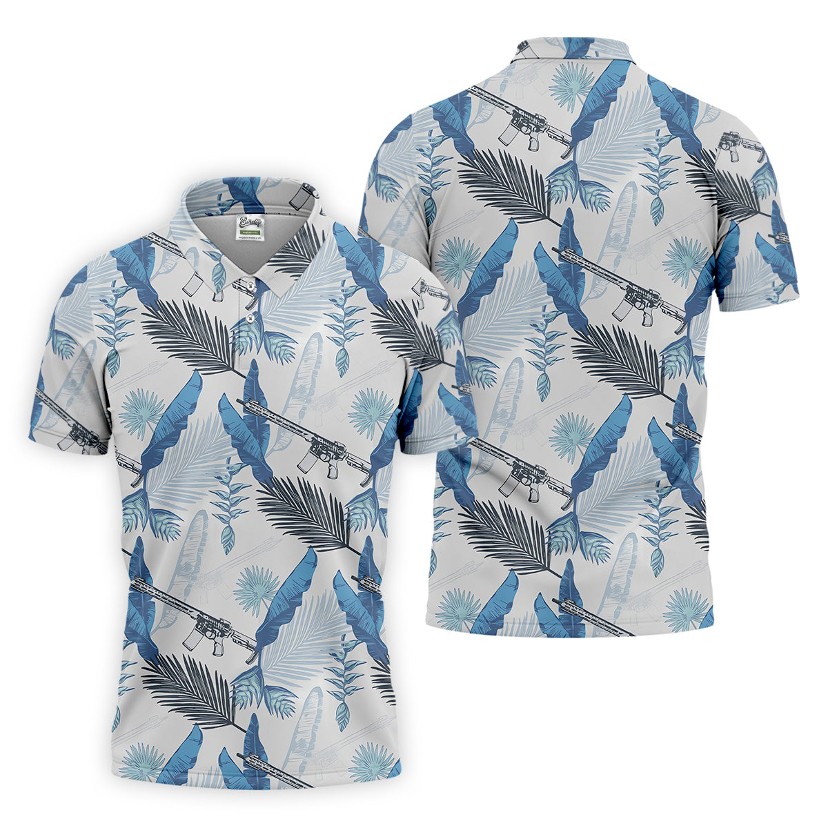 Blue Feather Golf Polo Shirt, Mens Golf Gift, Mens Tropical Shirts