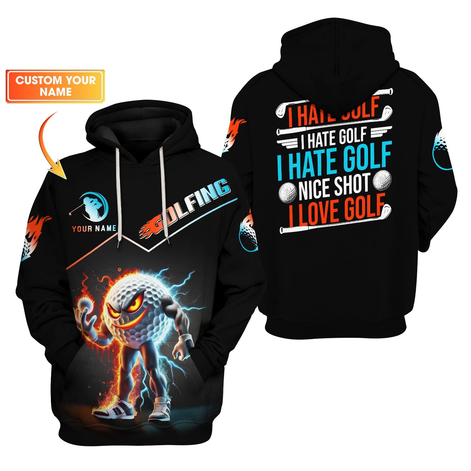 Thunder Strike Custom Golf Polo Shirt, Funny Golf Shirt, Golfing Apparel, Golf Gift For Men