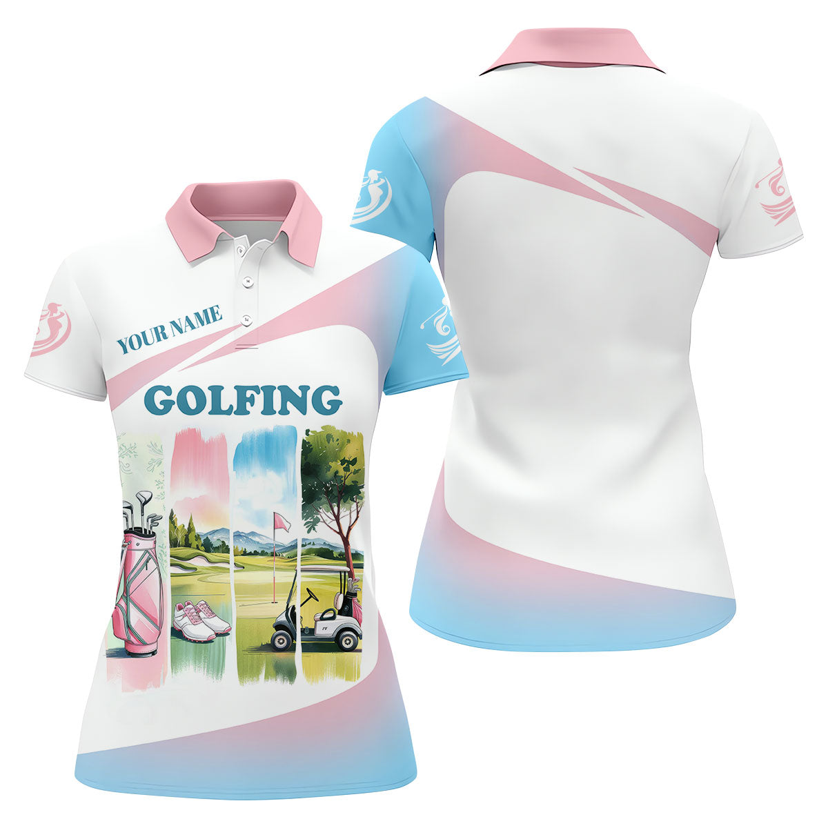 Watercolor Funny Womens Golf Polo Shirt, Ladies Golf Shirt, Mothers Day Gifts