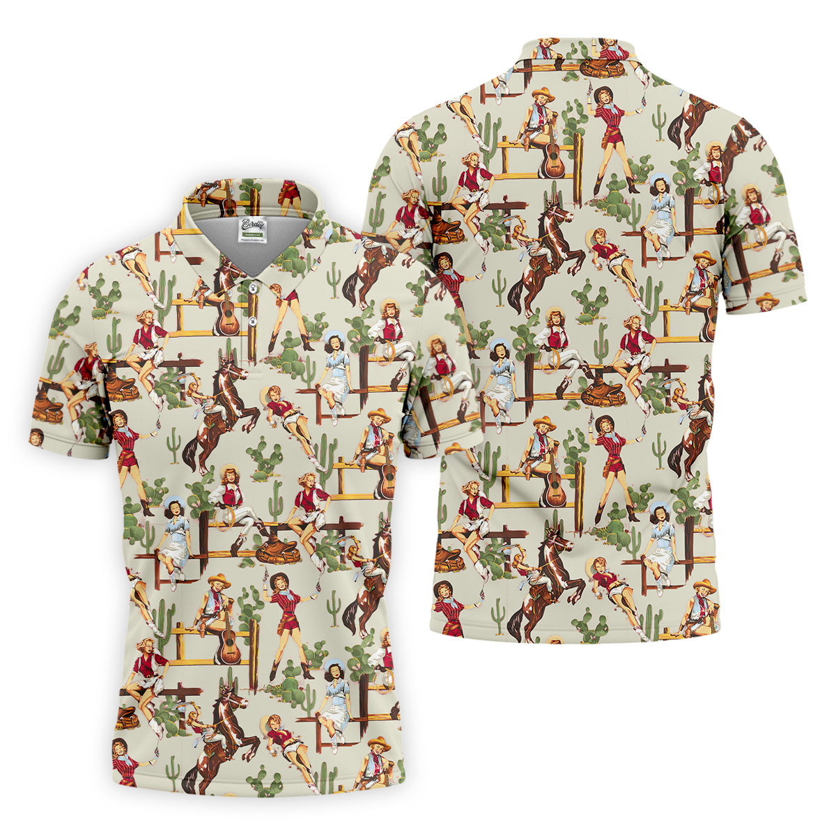 Desert Cowgirl Western Golf Shirt, Fun Golf Shirts For Men, Men's Golf Polo, Cool Golf Gifts