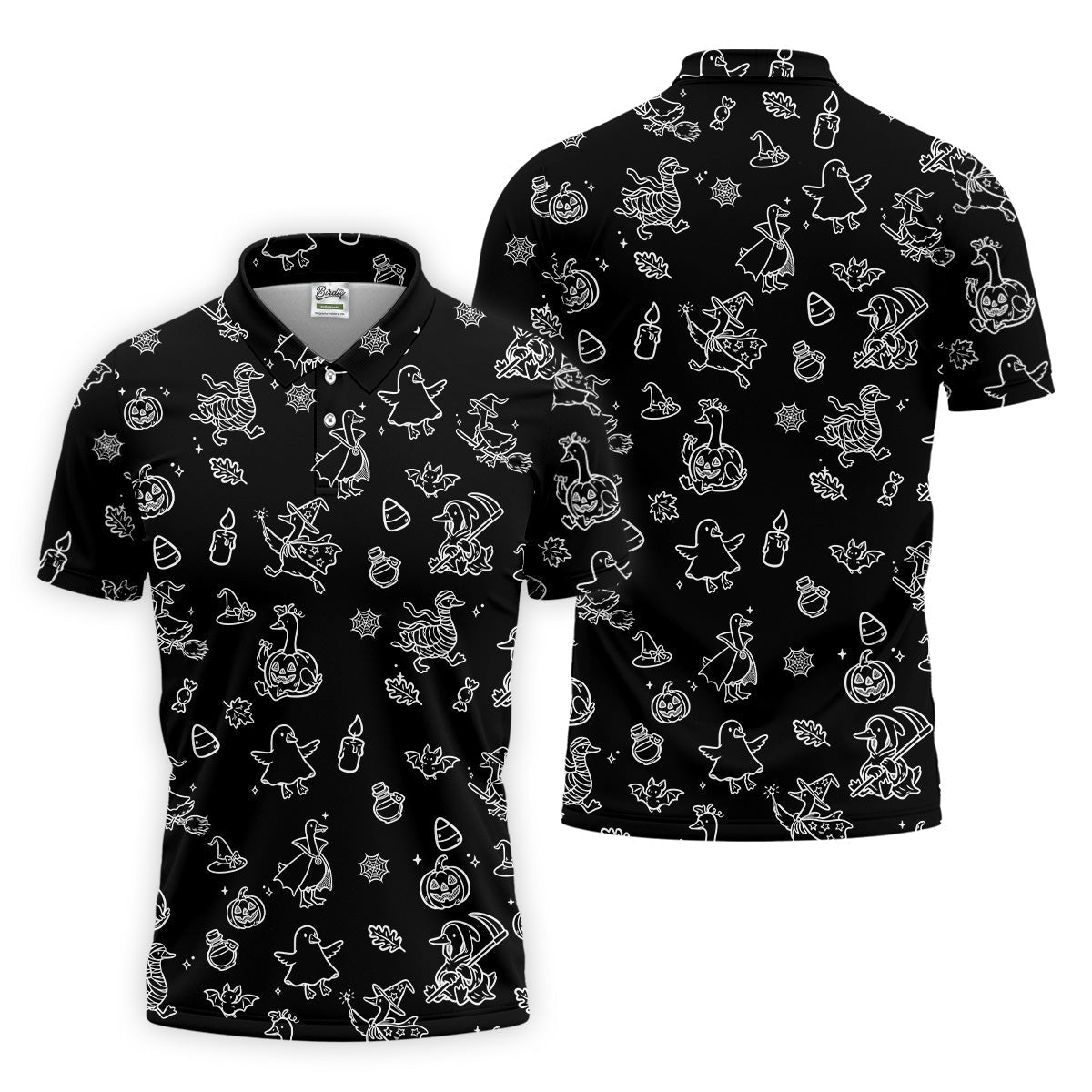 Goose Halloween, Doodle Pattern, Black Golf Polo, Mens Funny Golf Shirts, Long Sleeve Golf Shirts, Men Golf Polo