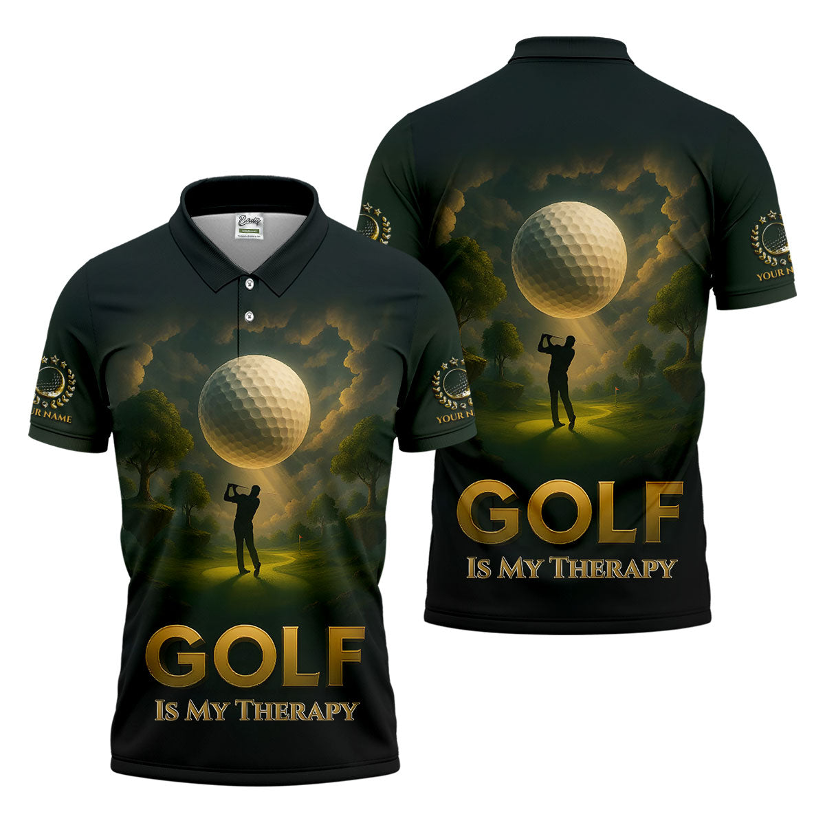 Golf Is My Therapy Cool Golf Polos, Golf Shirts For Men, Personalized Golf Ball Hoodies For Men, Customized Golf Polos