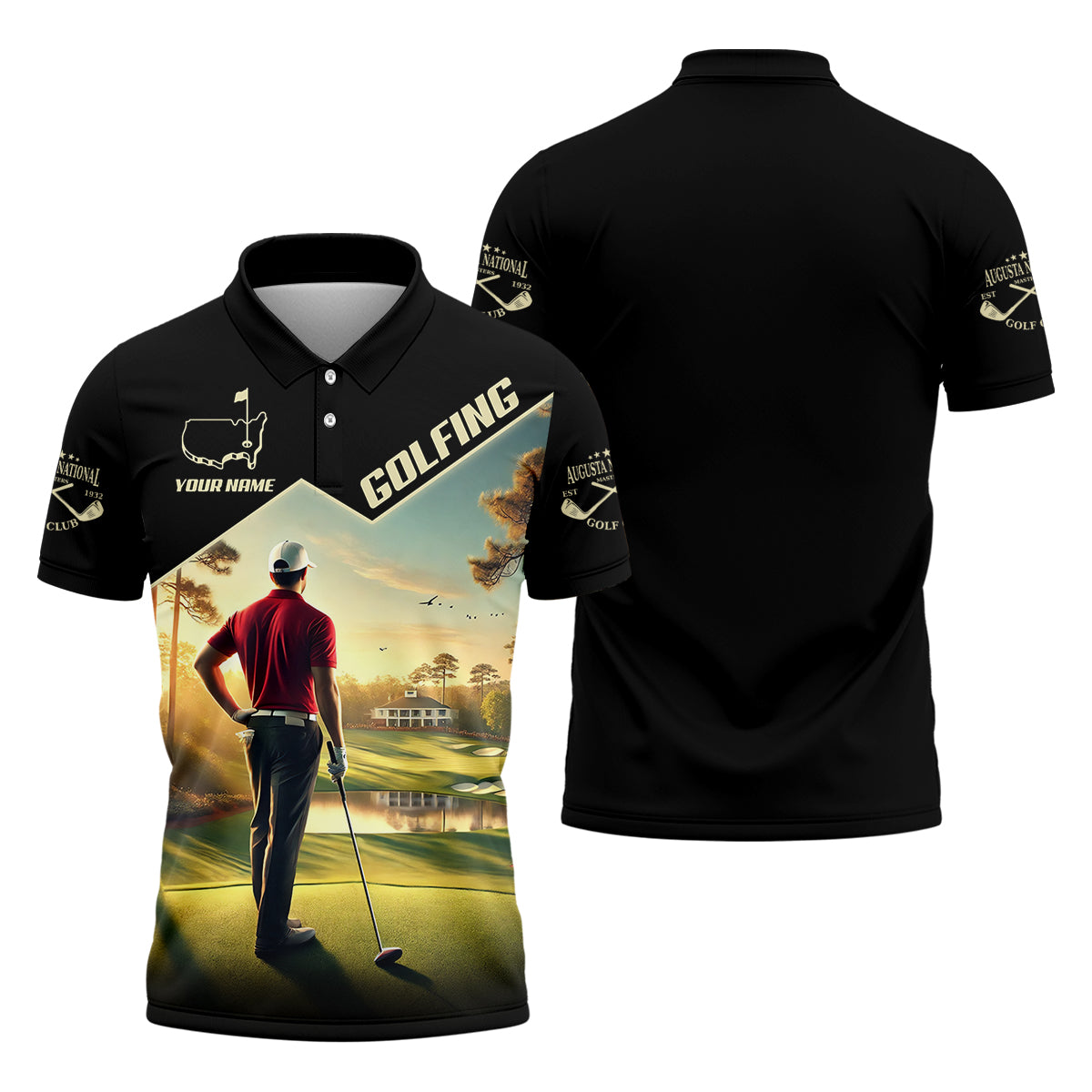 Custom Augusta Golfer Men's Golf Polo Shirt, Golfing Apparel, Mens Golf Gift, Funny Golf Polo Shirt