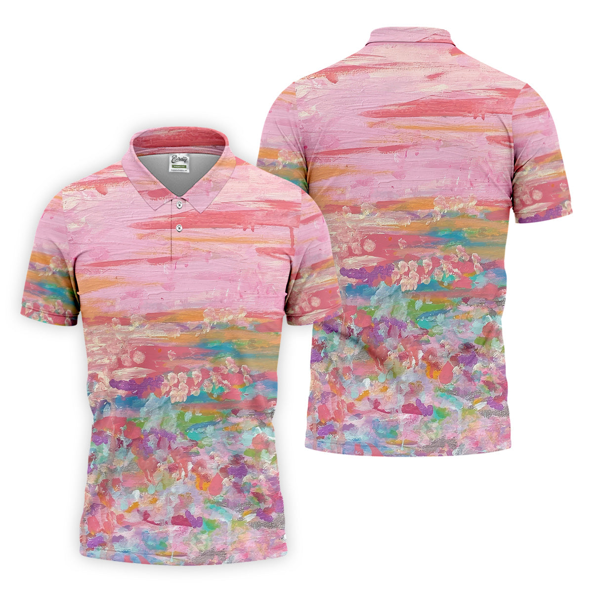 Ombre Colorful Breast Cancer Golf Shirt, Mens Pink Golf Polo, Matching Golf Shirt, Golf Gift For Men