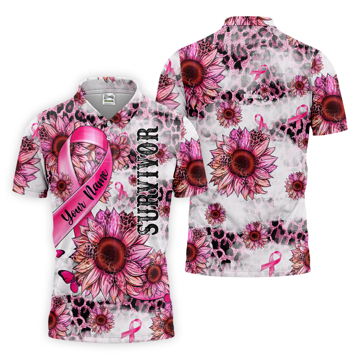 Breast Cancer Golf Shirt, Mens Golf Polo Shirts, Pink Breast Cancer T-Shirts, Pink Ribbon Breast Cancer