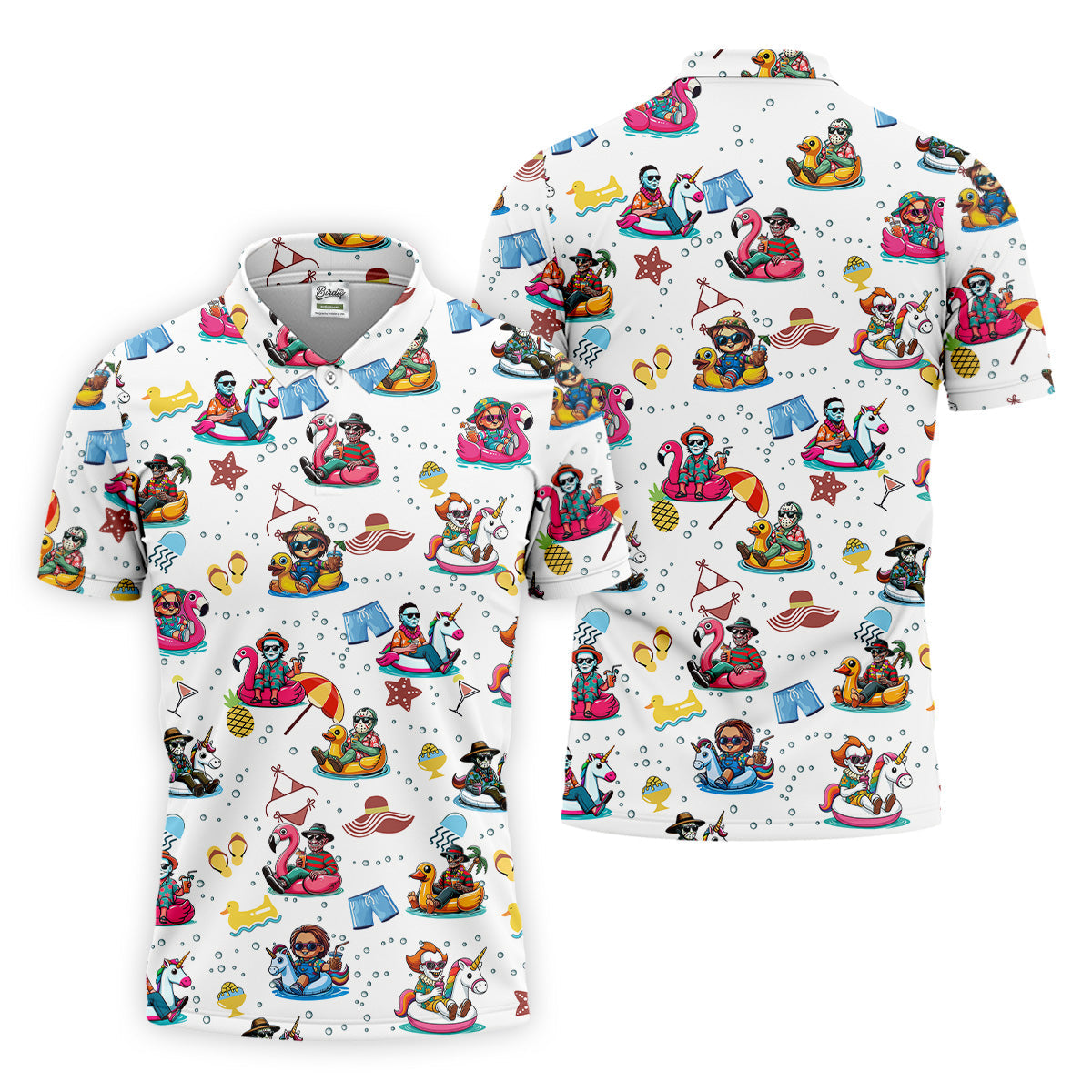 Funny Horror Character Pool Party Hawaiian Shirt, Halloween Movie Shirt, Horror Movie Shirt, Funny Hawaiian Shirt