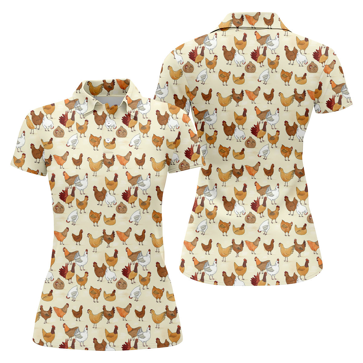 Chicken Family Funny Womens Golf Polo Shirt, Chicken Lover Gifts, Custom Ladies Golf Shirt