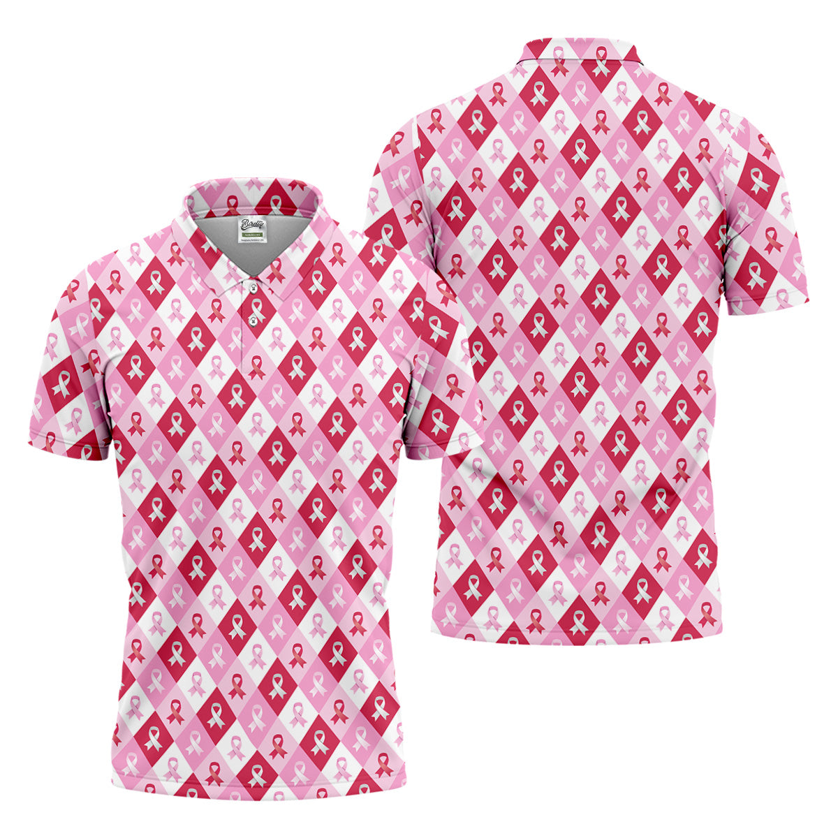 Breast Cancer Golf Shirt, Pink Argyle Golf Shirt, Breast Cancer Awareness Shirts, Golf Gift For Men