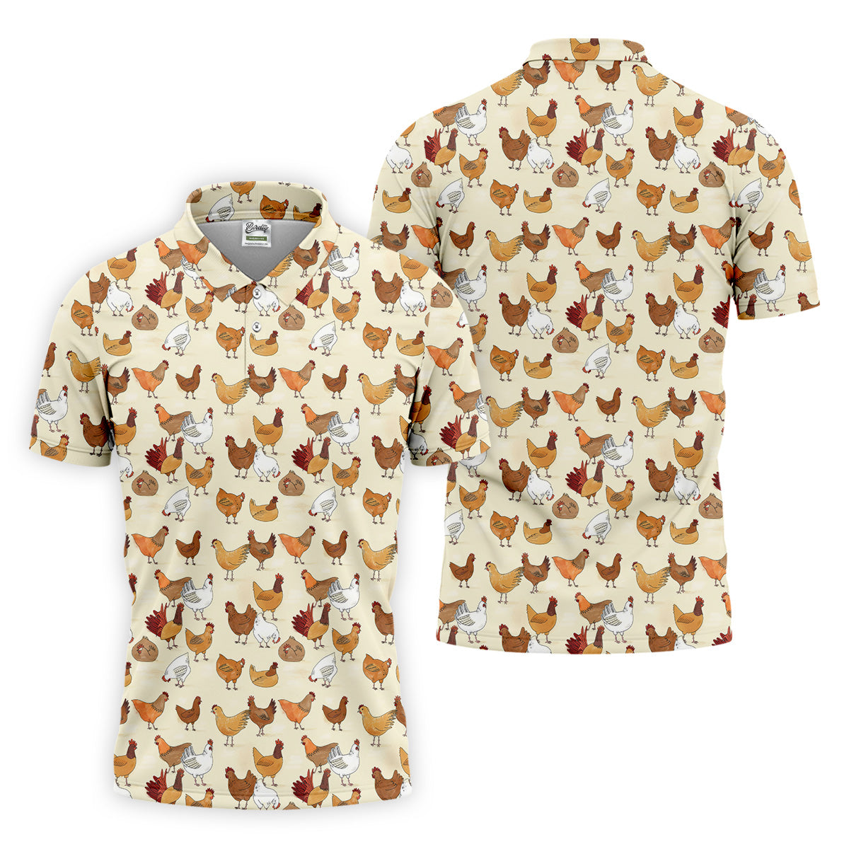 Chicken Family Custom Men's Funny Graphic Golf Polo Shirt, Chicken Lover Gifts, Dad Golf Gift