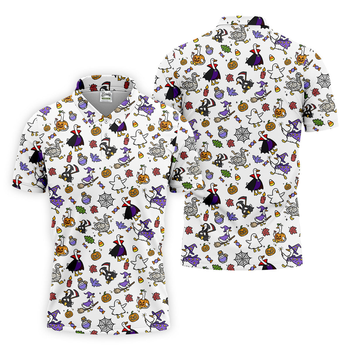 Goose Halloween Golf Shirt, Patterned Golf Polos, Mens Funny Golf Shirts, Long Sleeve Golf Shirts, Men Golf Polo