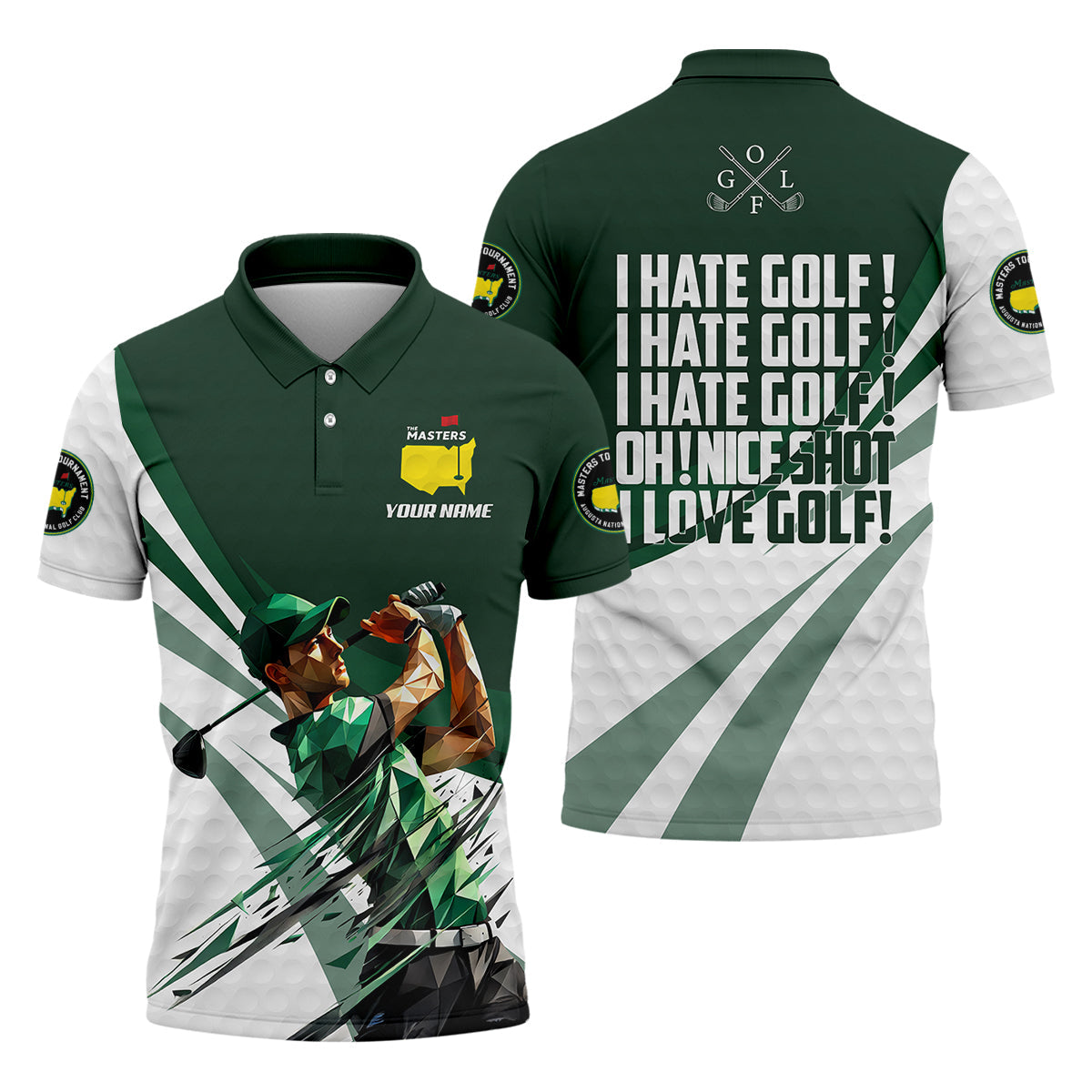 I Hate Golf Augusta Masters Tournament Custom Men's Golf Polo Shirt, Funny Gift For Golfer