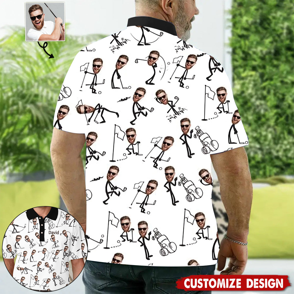 Custom Photo Funny Golf Polo Shirts, Golfing Apparel, Golf Gift For Men