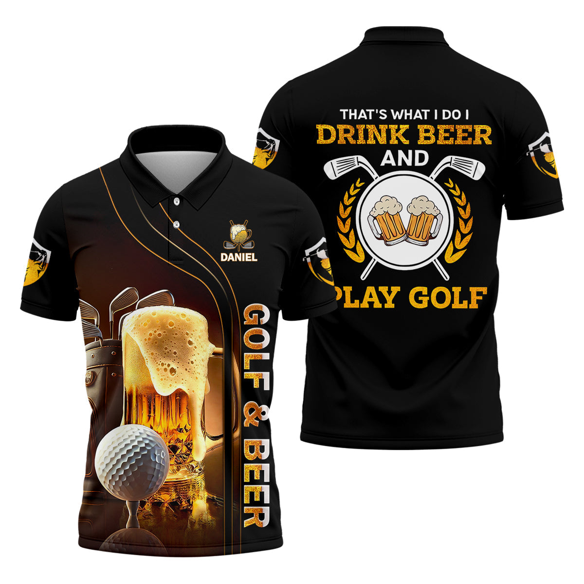 That's What I Do I Drink Beer And Play Golf Custom Funny Golf Polo Shirt, Dad Golf Gifts