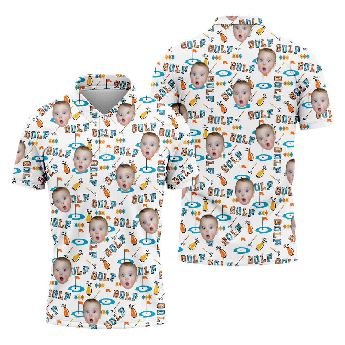 Custom Kids Photo Golf Shirt, Funny Golf Polo Shirt, Gifts For The Golfing Dad, Christmas Golf Gift