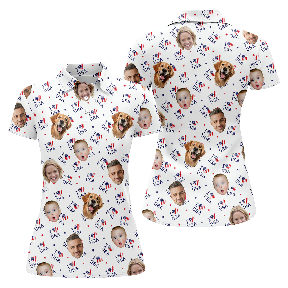 Custom Face Shirt, Womens Golf Polo, Custom Dog Shirts, Family Portrait Golf Shirt, Golf Shirt Gift For Women
